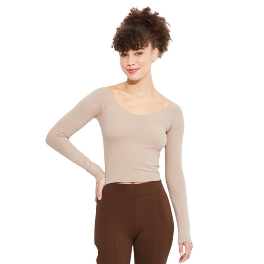 Wild Fable Fitted Long Sleeve Cropped Top